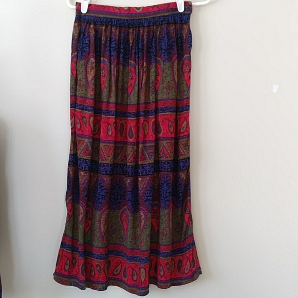 Vintge Robbie Sport Paisley Floral Blouse and Maxi Skirt Set 8  Red Blue - Picture 4 of 16
